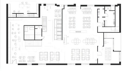 Fototapete - Architectural Blueprint: Modern Office Space Design.