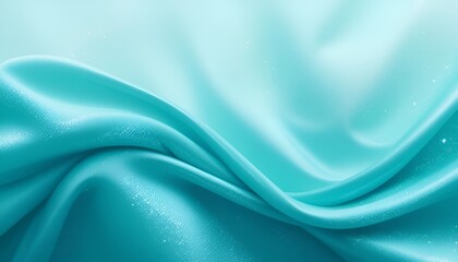 Poster - Silky turquoise fabric, flowing waves, smooth texture, satin sheen, elegant draping, soft folds, aqua blue, luxurious textile, gentle curves, abstract background, high-resolution detail, studio lighti