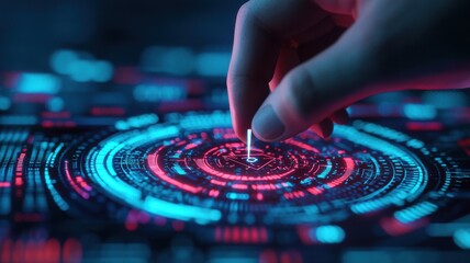 Poster - Manipulating digital interfaces virtual workspace technology art futuristic environment close-up user interaction