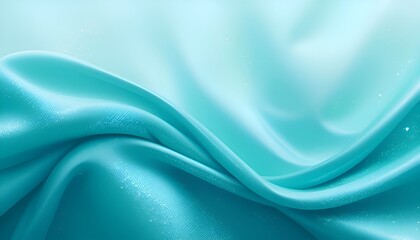 Poster - Aqua Silk Drape: Luxurious folds of teal silk fabric create a flowing, elegant drape, showcasing the material's smooth texture and subtle sheen. The soft.
