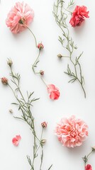 Wall Mural - Elegant Watercolor Flower Arrangement on White Background