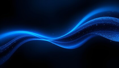 Poster - Abstract Blue Wave: A mesmerizing digital rendering of a luminous blue wave, flowing gracefully across a dark backdrop, evokes a sense of serenity and dynamism.