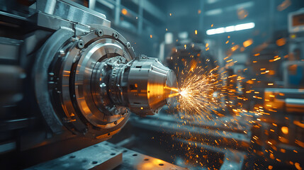 Poster - Mechanical systems efficiency industrial setting w machine cutting metal