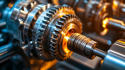 Poster - Mechanical systems efficiency industrial setting w 95168710-d8e0-45c9-b2a7-b44638b3d18d 2 close-up view of gear wheel in a factory environment