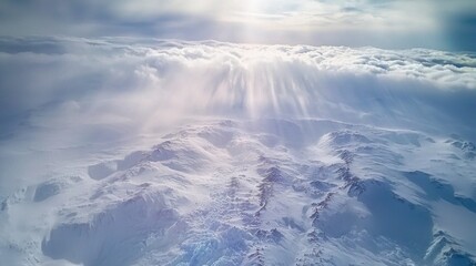 Wall Mural - Dramatic Storm Front Rolling Over Snowy Landscape and Clouds