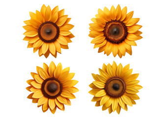 Poster - Collection Sunflower 3D isolated on a transparent or white background