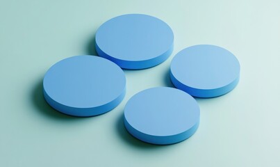 Poster - four light blue circles on a pale blue background.