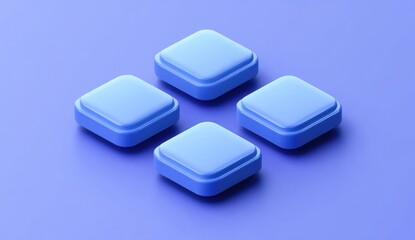 Sticker - Four light blue square blocks on purple background.