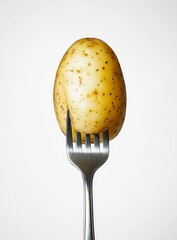 Poster - Baked potato fork studio shot, simple background