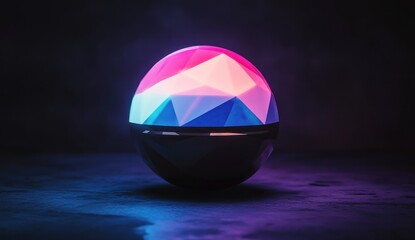 Canvas Print - Glowing geometric sphere on dark background.