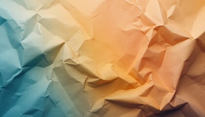 Poster - Colorful crumpled paper texture with soft gradient of blue and orange