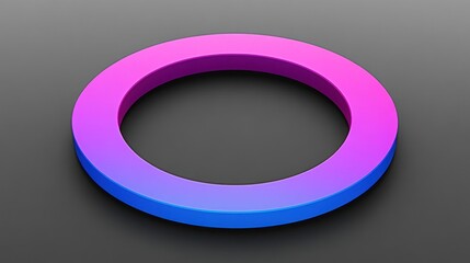Poster - gradient pink and blue torus on gray background.
