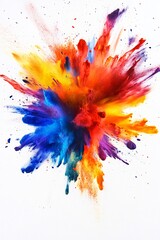 Aufkleber - Colorful powder burst against a white backdrop creates a dynamic splash
