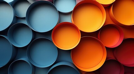 Poster - Colorful overlapping circles in blue and orange abstract design