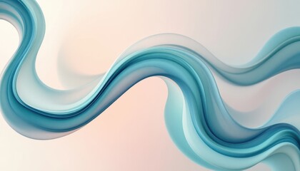 Poster - Elegant flowing abstract design with soft blue and beige curves creating a peaceful aesthetic