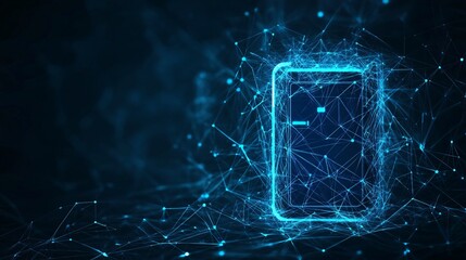 Aufkleber - Abstract glowing blue network transforming a smartphone, symbolizing the power of technology
