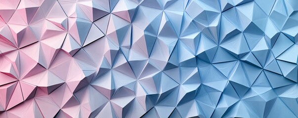 Fototapete - Pink and blue gradient colors create a three-dimensional polygonal mosaic pattern on a geometric surface