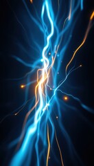 Poster - Dynamic blue and orange light streaks on dark background