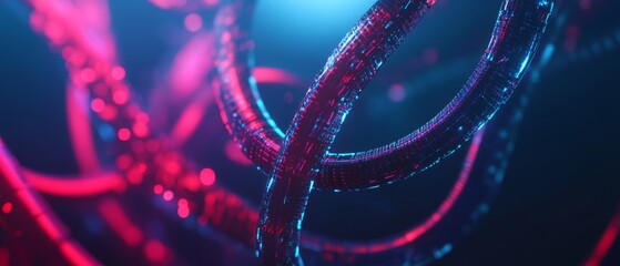 Poster - Techno Wire Fiber Optic Background in Neon Lights