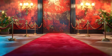 Red carpet is in front of a red wall