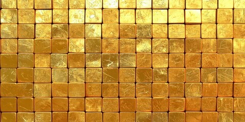 Aufkleber - Gold colored wall with gold colored squares