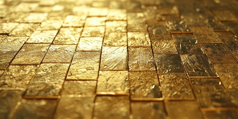 Aufkleber - Gold tile floor with a pattern of squares