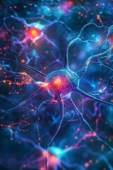 Aufkleber - 3d rendered illustration of a neuron sending signals through a neural network