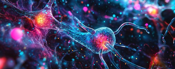Aufkleber - 3d rendered image showing neurons firing and communicating in the human brain