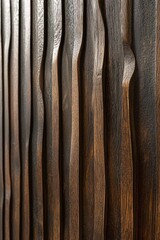 Poster - Modern and elegant design element: wavy textured background created by dark wooden panels