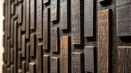 Poster - The texture of a dark wooden wall creates a one-of-a-kind pattern