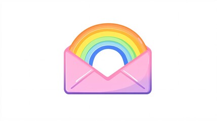 Poster - Open pink envelope delivering a vibrant rainbow, representing optimism, positivity, and joy