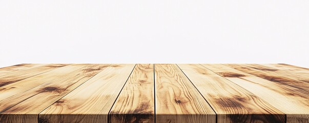 Aufkleber - Photo of an empty wooden tabletop against a white backdrop, ideal for showcasing products