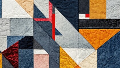 Poster - Colorful geometric abstract pattern with textured fabric design