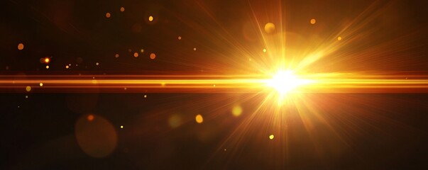 Poster - Illuminated dark background with bokeh lights and a golden lens flare effect