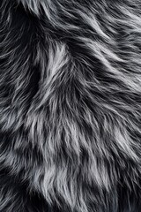 Aufkleber - Plush black and white fur with flowing strands for a luxurious and untamed look
