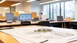 © chusnul - Architectural model displayed on a desk in a modern office environment with computers and natural light