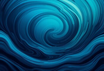 Poster - Abstract swirling blue waves digital art