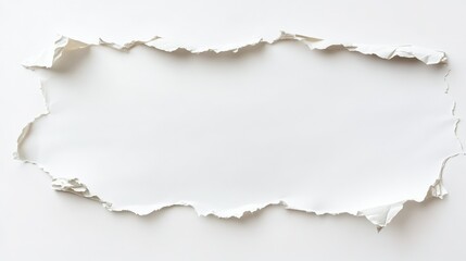 Poster - Torn paper texture with jagged edges revealing blank space underneath for creative design projects, digital artworks, collages, or backgrounds in a minimalistic style