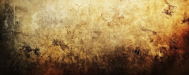 Aufkleber - Grunge wall with moody lighting in brown and yellow tones