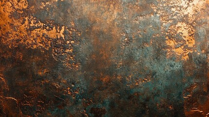 Poster - Rustic Copper and Teal Abstract Background with Textured Surface, Perfect for Art Designs, Interior Decor, and Creative Projects Showcasing Rich Color Variations and Depth