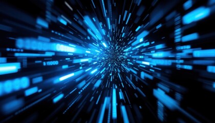 Poster - Dynamic blue abstract light speed data stream in space