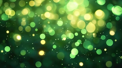 Poster - Beautiful Abstract Green Bokeh Effect with Glowing Light Particles for Backgrounds, Overlays, and Design Elements in Vivid Colors and Creative Projects
