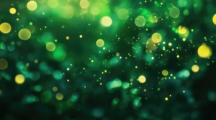Poster - Soft and Dreamy Green Bokeh Background with a Magical Atmosphere and Gentle Light Dots for Creative and Artistic Design Projects