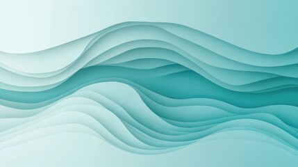 Poster - Soft Teal Waves Background with Abstract Flowing Shapes for Modern Design, Suitable for Websites, Presentations, and Creative Projects in a Calm Aesthetic