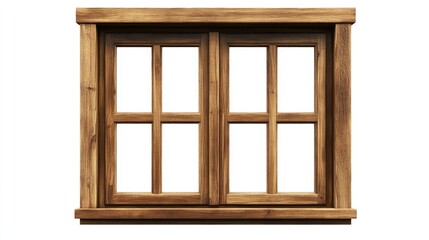 Poster - Beautiful Wooden Window Frame with Multiple Panes, Displaying the Elegance of Natural Materials in a Bright and Minimalist Style Ideal for Home Decor and Renovation Projects