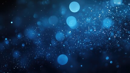 Poster - Abstract Blue Background with Glimmering Light Particles, Soft Defocused Bokeh Effect, Ideal for Design Projects, Wallpapers, or Elegant Presentations