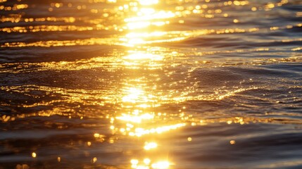 Aufkleber - Shimmering Golden Reflections on Calm Water Surface During Sunset, Capturing Tranquil Beauty of Nature with Gorgeous Light Patterns and Serene Vibes