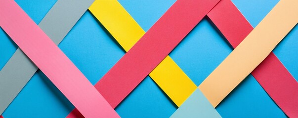 Poster - Vibrant interlocking paper strips forming a dynamic and playful geometric design
