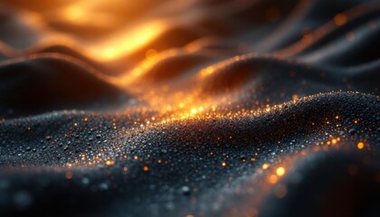 Poster - Golden light on sparkling waves of sand with mesmerizing texture and glow