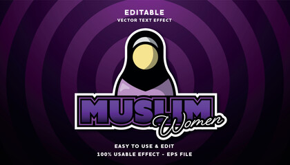 Poster - muslim women editable text effect with modern and simple style